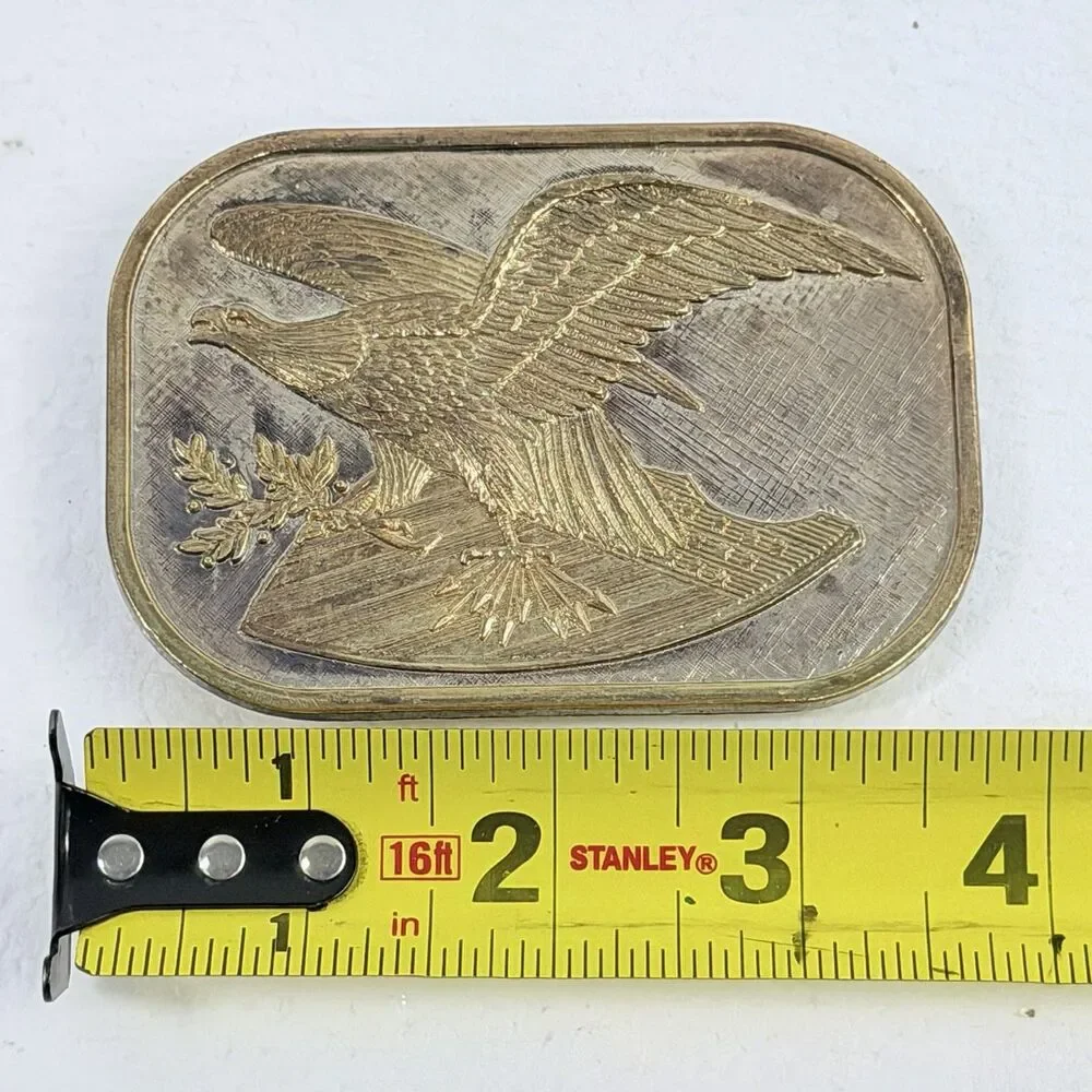 Vintage American Bald Eagle Two Tone United States Belt Buckle Patriotic Western